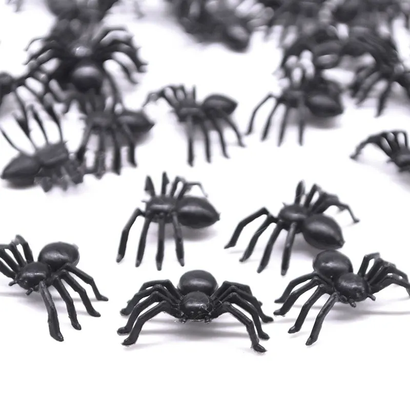 50pcs Horror Black Spider Haunted House Spider Web Bar Party Decoration Supplies Simulation Tricky Toy Kids Halloween Decoration