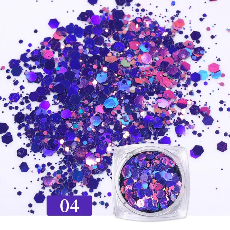 Iridescent 3D Ultrathin Sequins Nail Glitter Flakes Slices Purple White Sparkly DIY Tips Dazzling Paillette Nail Art Decorations
