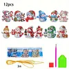 (US Local)12Pcs Xmas Theme  DIY Diamond Christmas Tree Pendant Wall Door Decoration