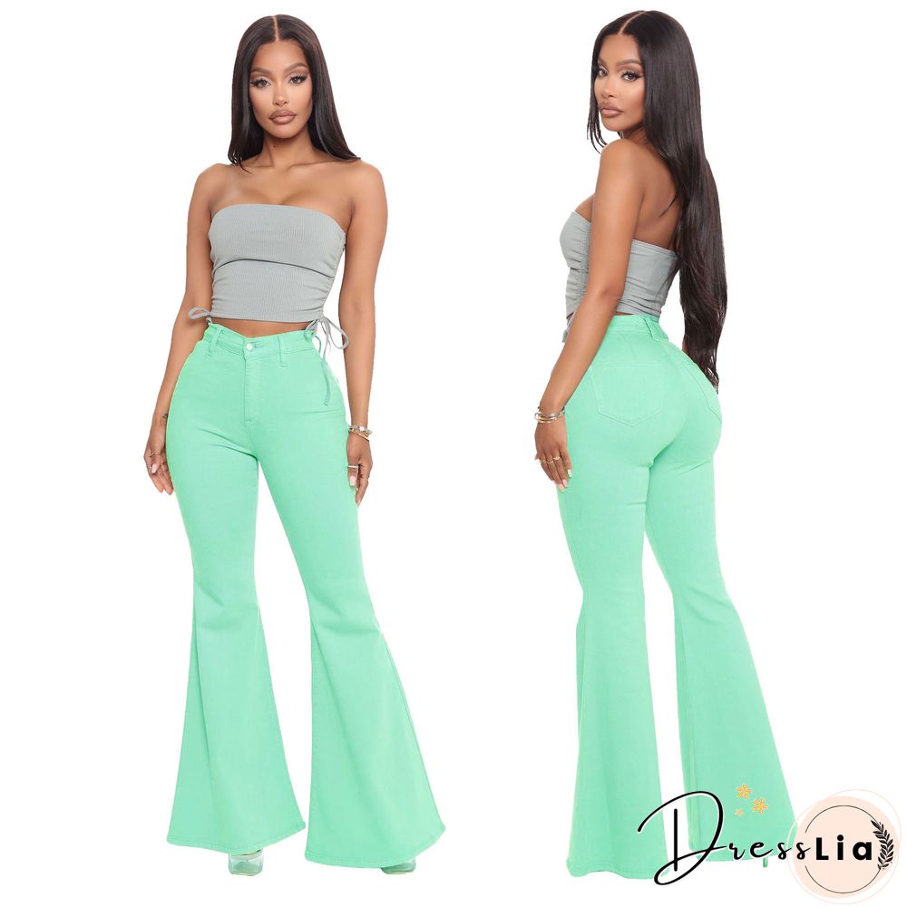 High Waist Stretch Plus Size Flare Jeans Pants