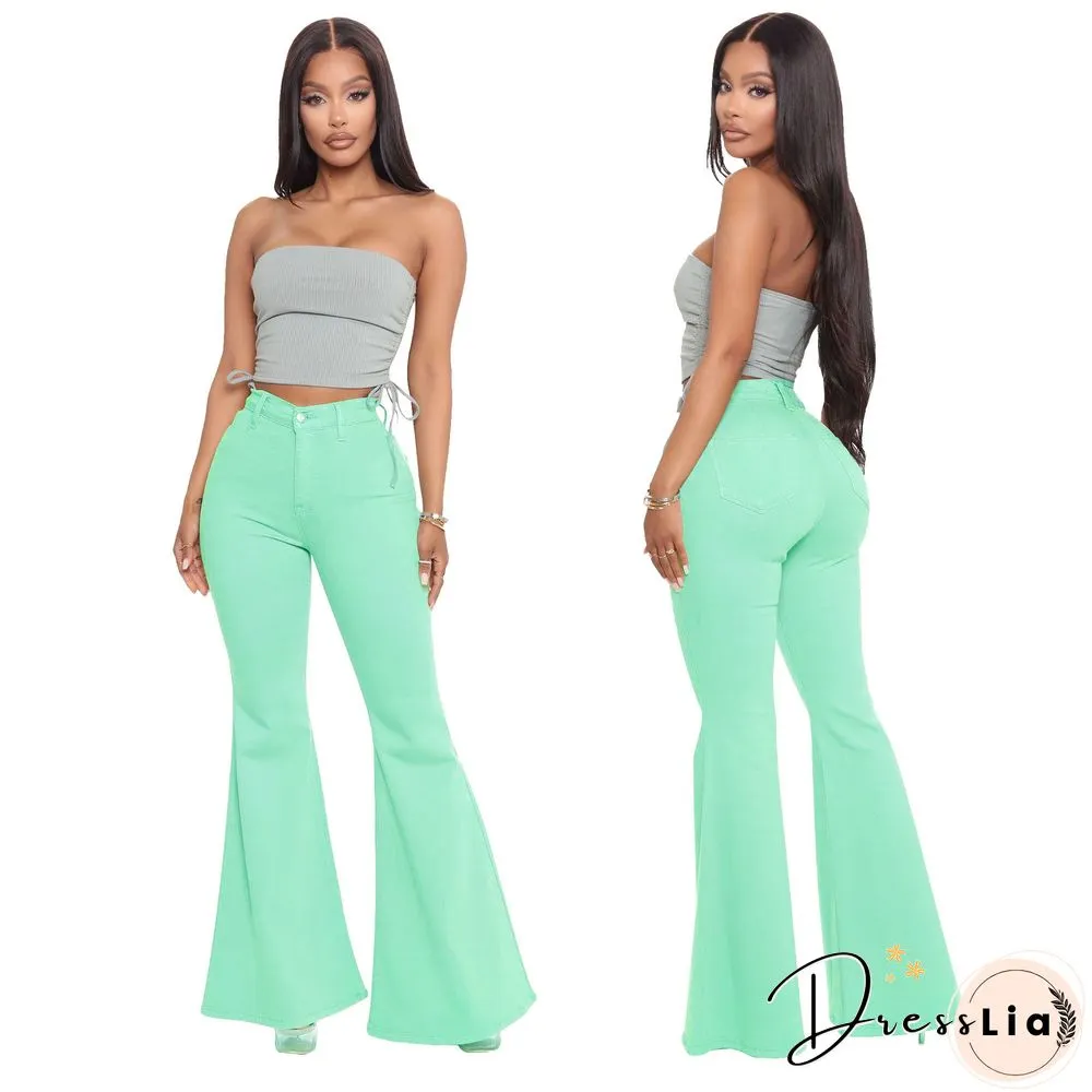 High Waist Stretch Plus Size Flare Jeans Pants