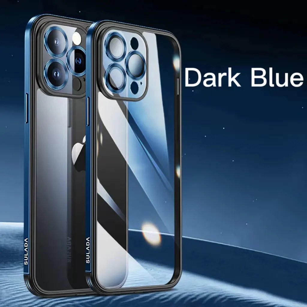For iPhone13/14 Lens Nano Glass Metal Frame Phone Case