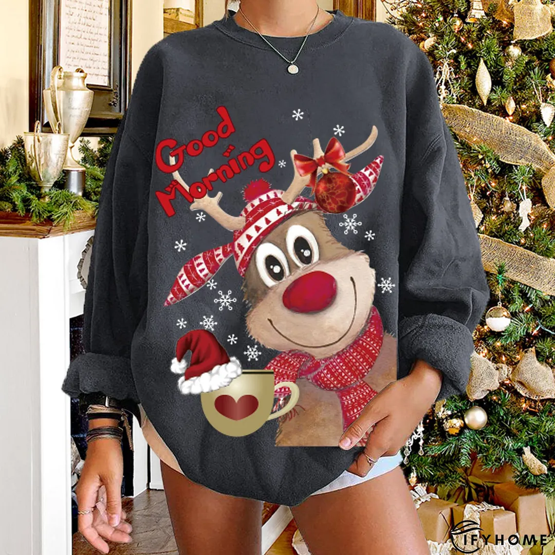 Retro Christmas Snowman Long Sleeve Sweatshirt | IFYHOME