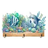(US Local)Marine Animal DIY Diamond Painting Hanging Hook No Hole Punching Wall Decoration