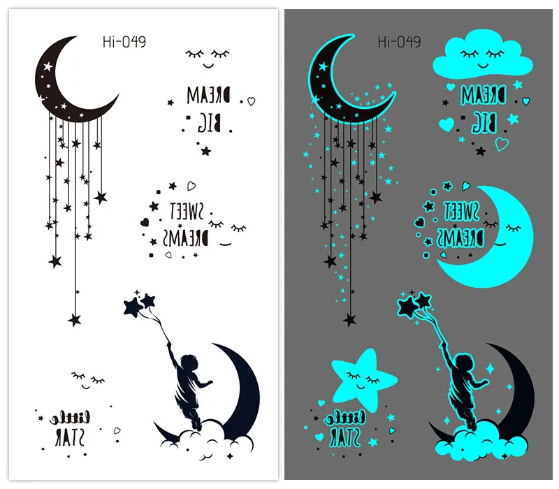Sdrawing Tattoo Stickers Temporary Moon Star Diamond Planet Festival Carnival Party Glowing Cool Face Tatoo for Men Women