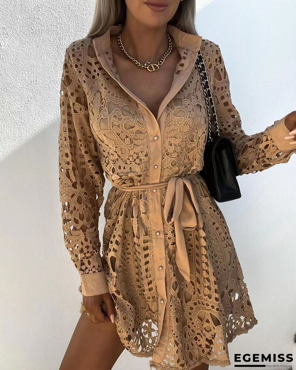 Fashion Lace Mini Lace Dress Girl White Dresses | EGEMISS