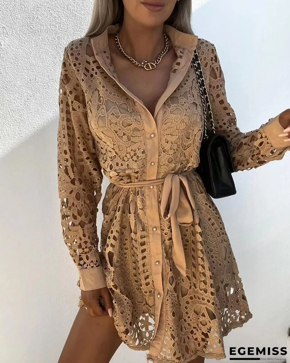 Fashion Lace Mini Lace Dress Girl White Dresses | EGEMISS