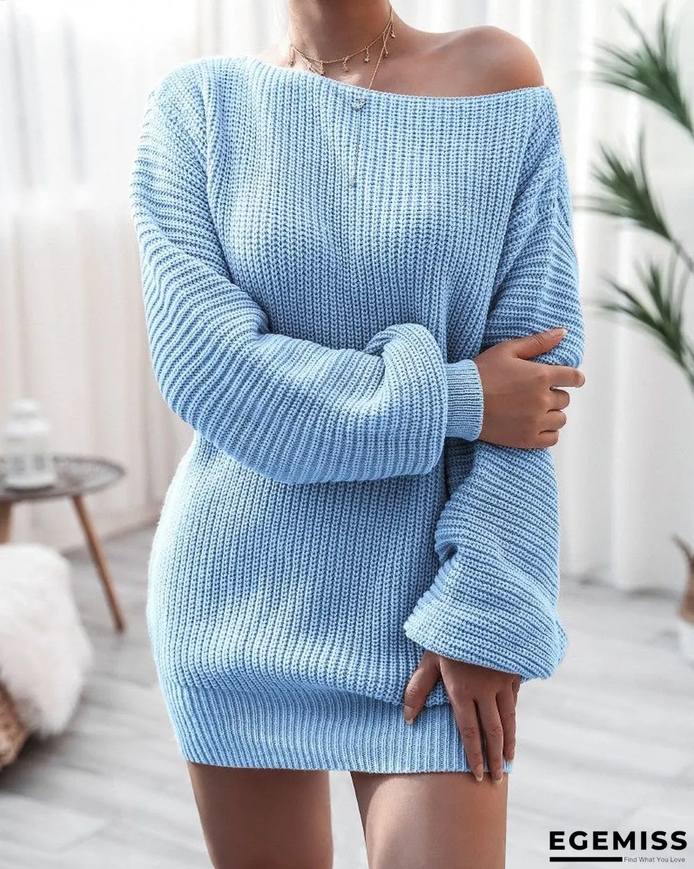 Long Sleeve Knit Casual Sweater Dress | EGEMISS