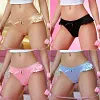 Seamless low-rise satin ruffle bow sexy panties