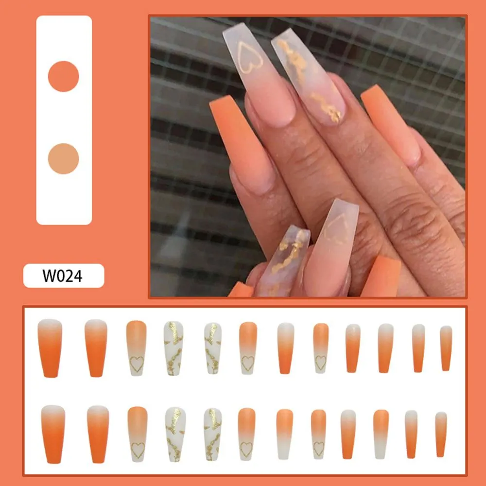 24pcs/Box Long Coffin False Nails with Dragon Pattern Design Ballerina Manicure Patches Press On Nails Full Cover Nail Tips-Nail Inspo