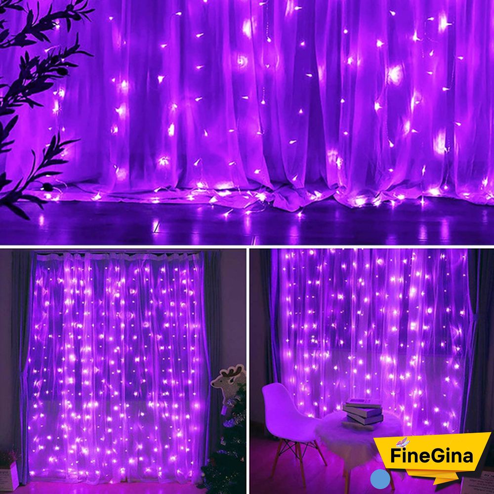 300LED Curtain String Lights 8 Modes with Remote Control Waterproof Fairy Lights Wedding Party Room Christmas Decoration Lights USB Powered