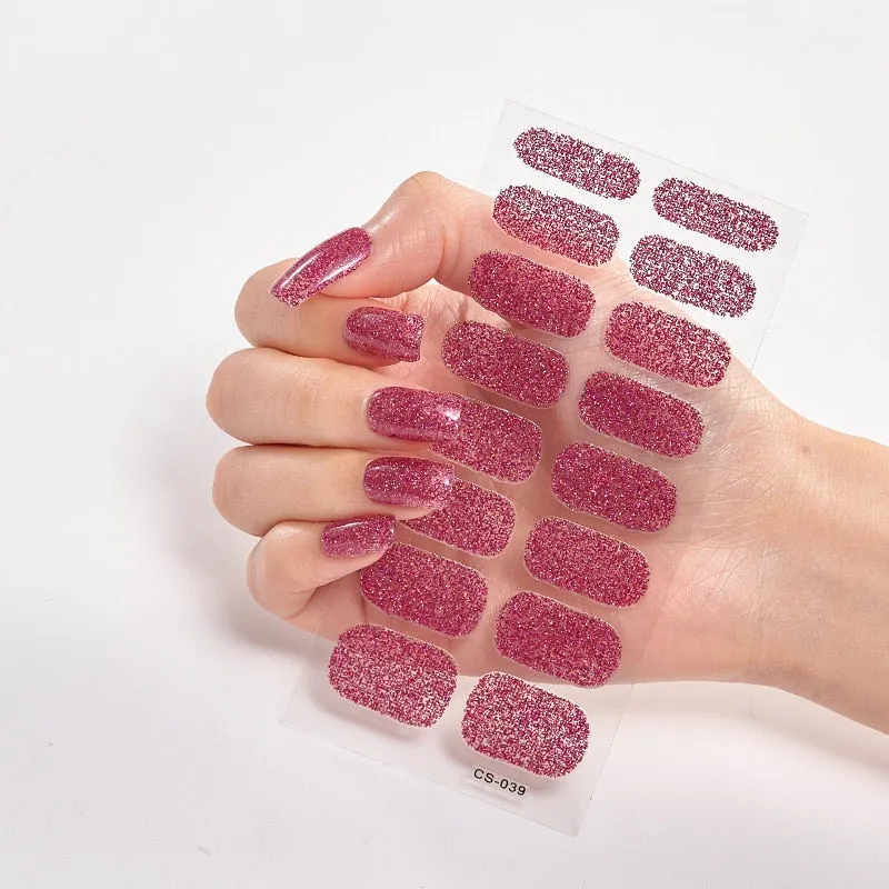 Nails Art Decoration Glitter Series Powder Sequins Decals Plain Stickers Nails Sticker Designer Nail Strips Women Nail Designs