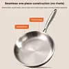 316 Stainless Steel Frying Pan With Lid Household Uncoated Cookware Non-Stick Even-Heating Flat Bottomed Skillet Suitable for Fried Egg Steak