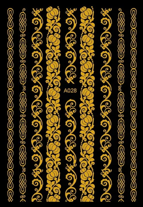 Black Wave Gold Stars White Line Nail Art Stickers Designs Manicure Sticker Back Glue Accessories for Nail Art Decoration Decals-Nail Inspo