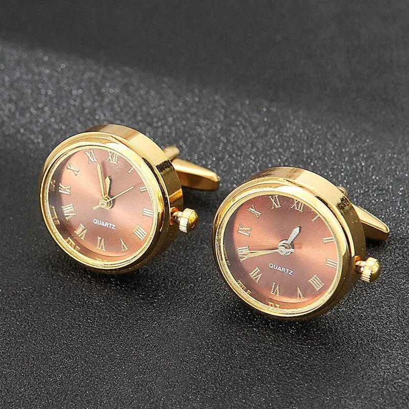 Men's Luxury Watches Cufflinks Classic French Business Shirt Accessories Fashion Rotating Clock Gold Cuff Link Anniversary Gifts