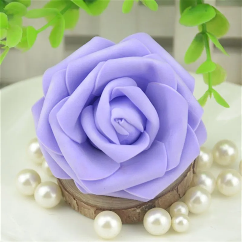 50pcs 7CM Artificial Foam Roses Flower Heads For Home Wedding Decoration Scrapbooking PE Flower DIY Kissing Balls Craft Multi