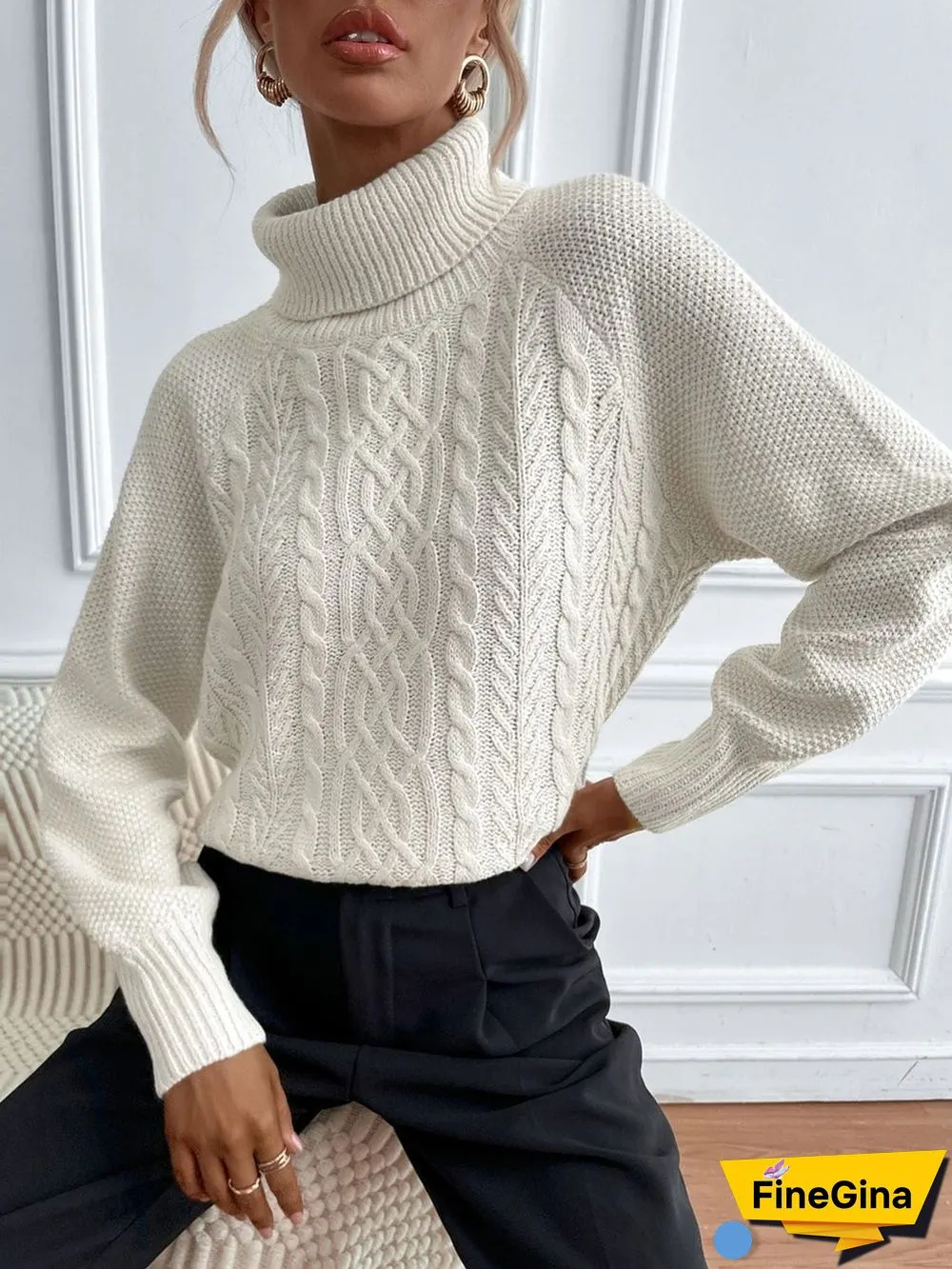 Vintage White Plain Sweater