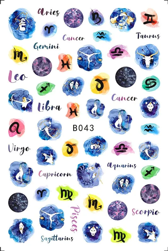 3D Sport Nail Art Sticker Cartoon Constellation Nail Decals Manicure Gymnastics Back Glue Sticker for Nails Decoration