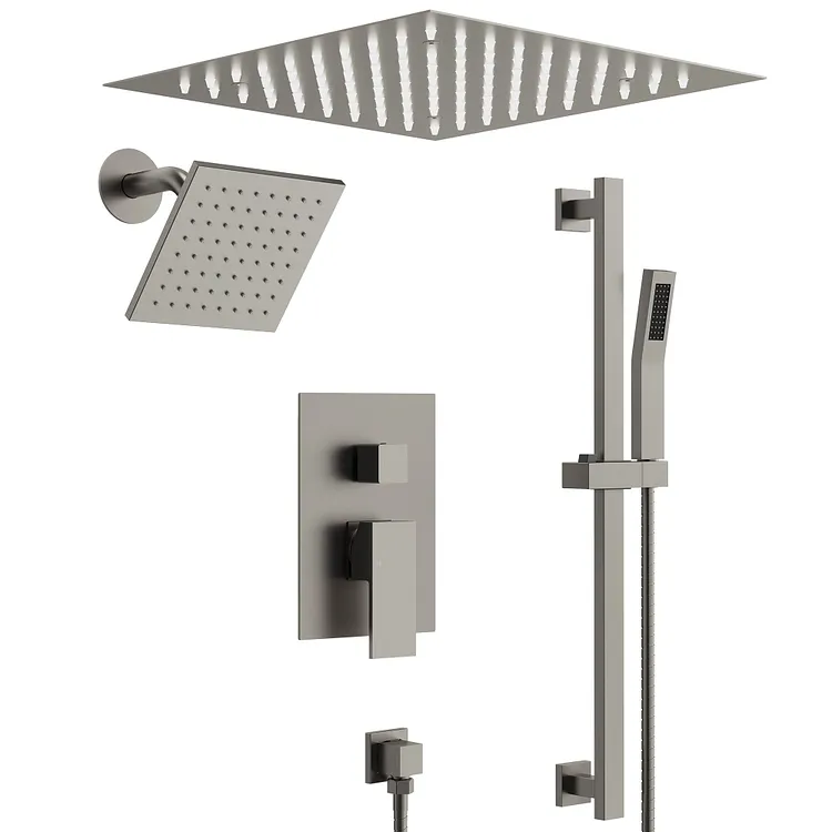 EVERSTEIN 3-Spray Rain LED Shower System in Brushed Nickel SFS-1012-NK12