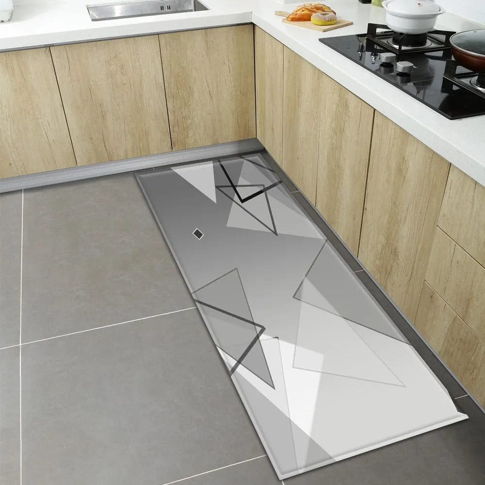 Modern Kitchen Mat Home Entrance Doormat Hallway Bathroom Anti-Slip Long Rug Bedroom Living Room Balcony Floor Decoration Carpet