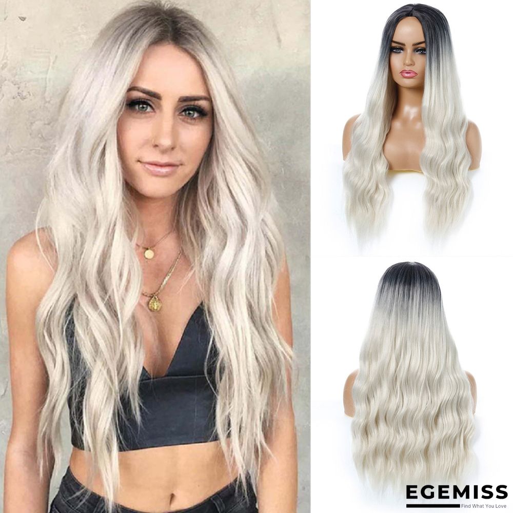 Wavy Curly Hair Ladies Wig Headgear Gradient Long Curly Hair | EGEMISS
