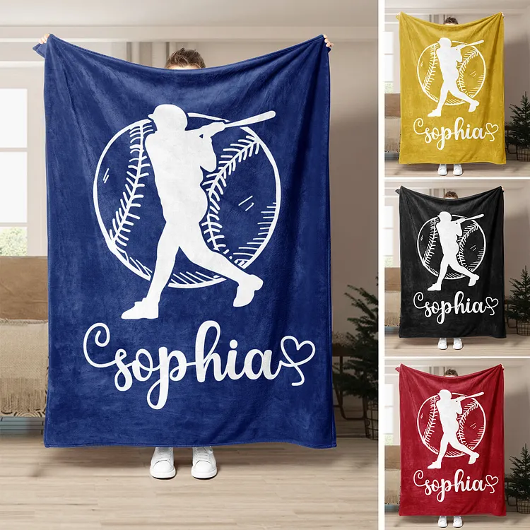 Personalized Softball Blanket, Custom Name Soft Cozy Blanket | BKKid462