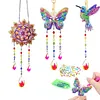 5Pcs DIY Diamond Painting Wind Chimes Crystal Window Suncatcher Craft Set Birthday Gifts Home Garden Decor