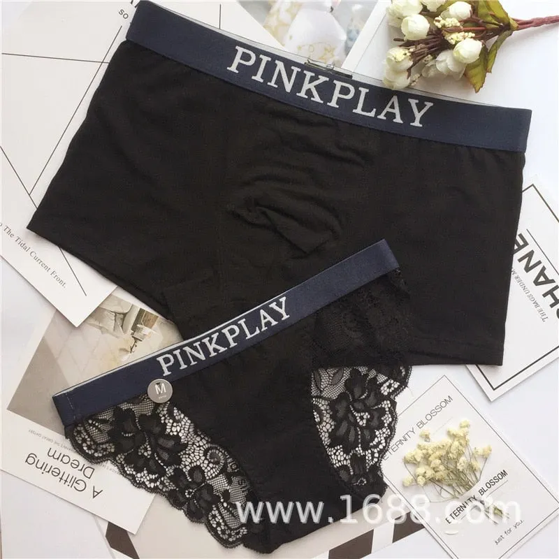 New Style Men's  Women Underwear Sexy Lace Panties Women Low Waist Pure Color Briefs Male Comfort Boxers Fashion Lovers Panties