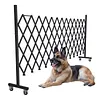 [US Local Warehouse] Retractable Outdoor Fence Expandable Barricade with Casters Free Standing Safety Barrier 0-180 Degree Rotating Folding Safety Gate Railing for Garage Home  (Dark Brown 61 in-11 Feet H-L)
