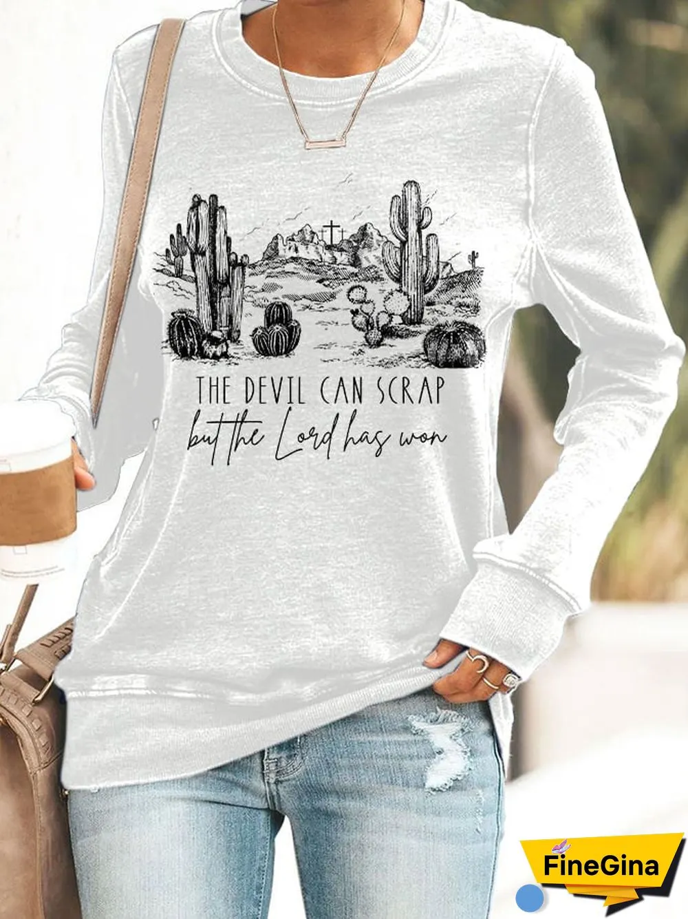Retro The Devil Can Scrap But The Lord Has Won Print Sweatshirt