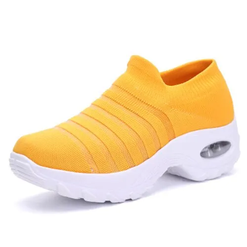Women Sneakers knitting Mesh Breathable Vulcanized Female Trainers Shoes Women's Lace-Up Walking Shoes Ladies Platform Footwear