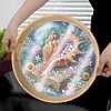 Wooden Conch Shells Diamond Painting Serving Tray with Handle for Coffee Table