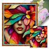 (Big Size)Color Half Face Girl - 11CT Stamped Cross Stitch - 50*60cm