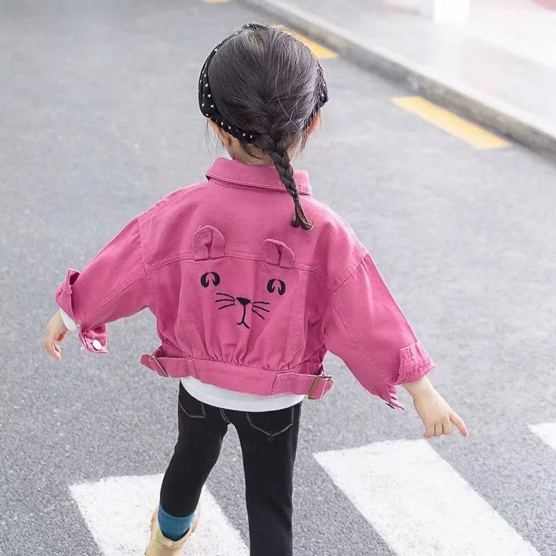 New Children's Denim Jackets Girl Trench Jean Embroidery Jackets Girls Kids clothing baby Lace coat Casual outerwear Windbreaker