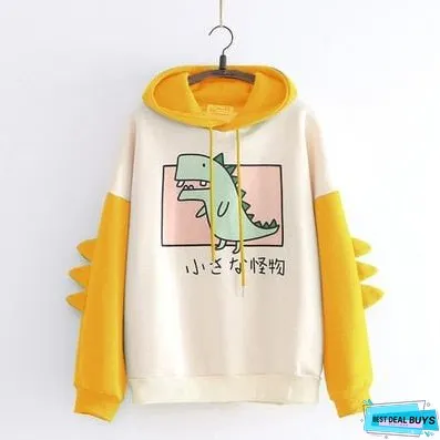 EOENKKY Funny Shark Patchwork Hoodies Women Autumn Kawaii Sweatshirt Oversized Casual Long Sleeve Pullover Woman Sweatshirt