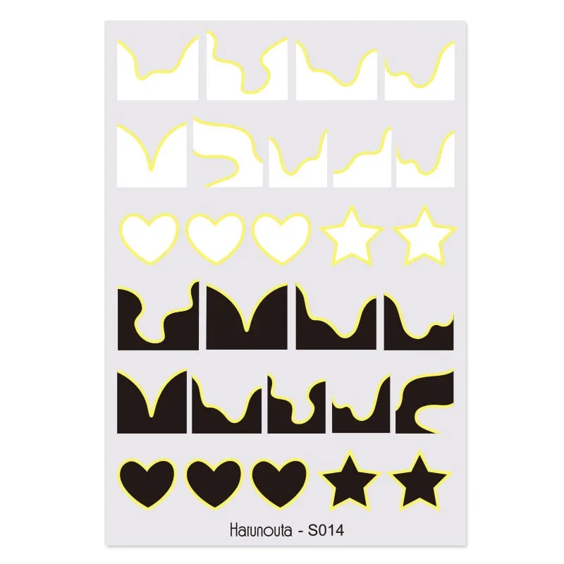 Harunouta Marble Blooming 3D Nail Sticker Decals Flower Leaves Transfer Water Sliders Abstract Geometric Lines Nail Watermark