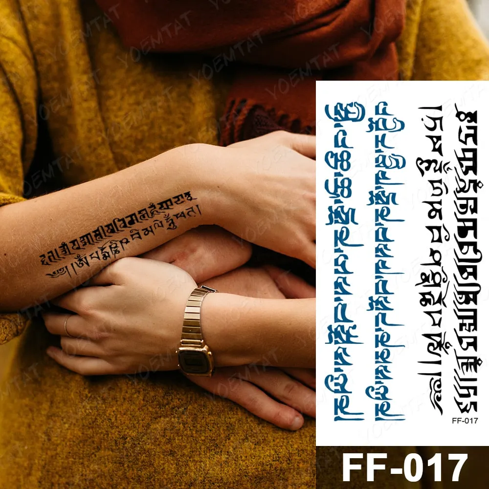 Arabic Language Waterproof Temporary Tattoo Sticker Black Love Text Word Letter Body Art Arm Couple Fake Tatoo For Women Men