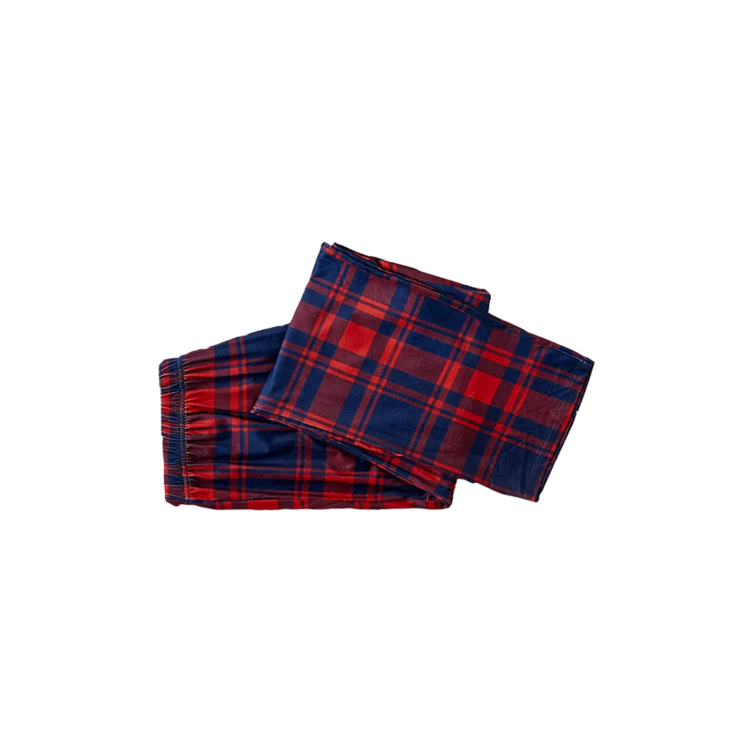 "A Very Merry Christmas" 2024 Blue Long Sleeve Top with Blue & Red Plaid Family Matching Pajamas