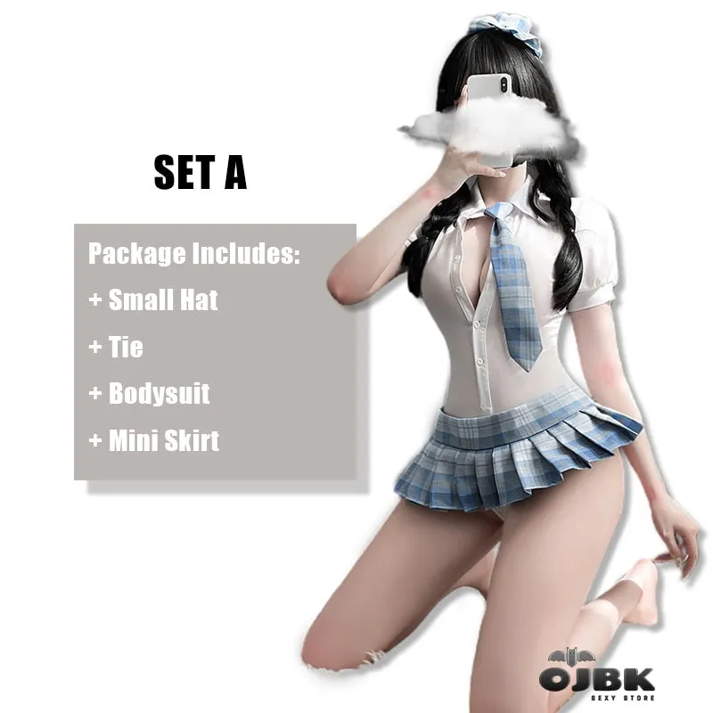 Sexy School Girl Cosplay Outfit Erotic College Uniform For Women Kawaii Pleated Skirt Japanese Student Role Play Set Hot Sale