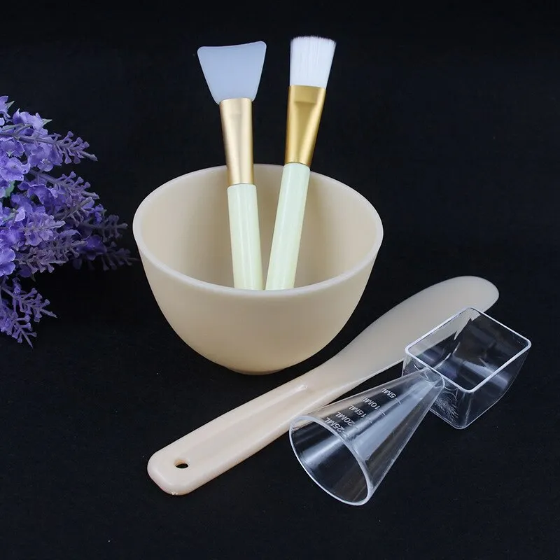 1set Portable DIY Mask Tools Non-toxic Silicone Bowl Brush Mud Stick Cup Spoon Kit Multi-functional Face Makeup Tools Durable
