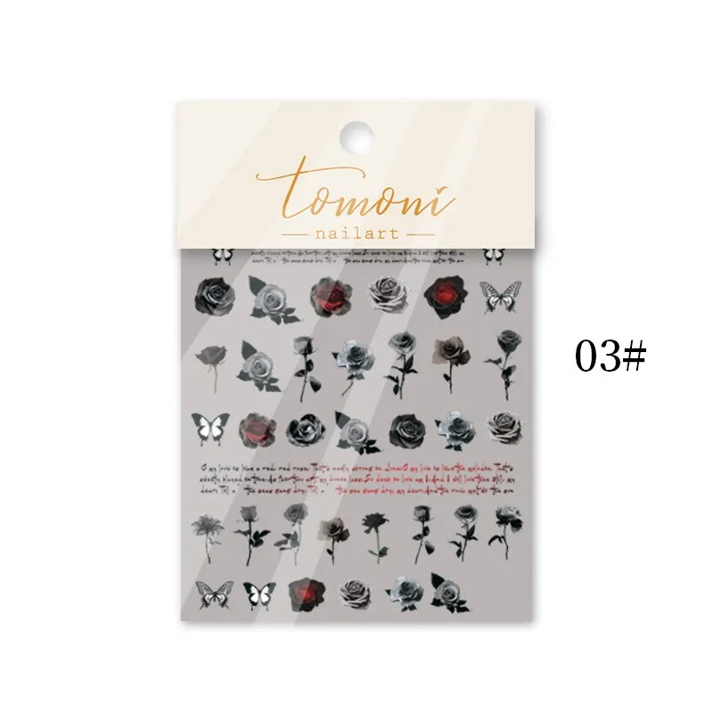 5d Nail Sticker Rainbow Flower DIY Cute White Flower Nail Decals Manicures For Design Sticker Self Adhesive Transfer Foil Decor