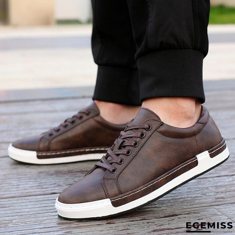 Casual Shoes Men Fashion Vintage Shoes Brown Brand Male Shoes Genuine Leather Men's Leisure Shoes | EGEMISS