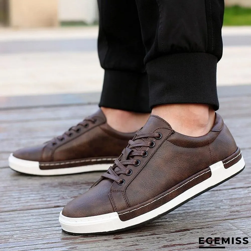 Casual Shoes Men Fashion Vintage Shoes Brown Brand Male Shoes Genuine Leather Men's Leisure Shoes | EGEMISS