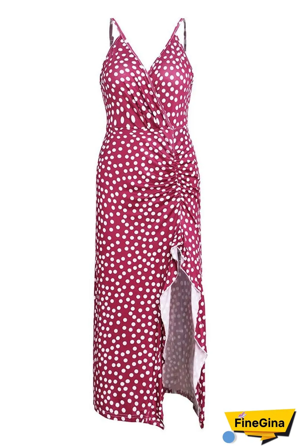 Print Floral Dot V Neck Dress