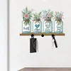 Acrylic Vase Bouquet Diamond Art Hanging Hooks A Row of 3 Hooks DIY Crafts Decor Kit