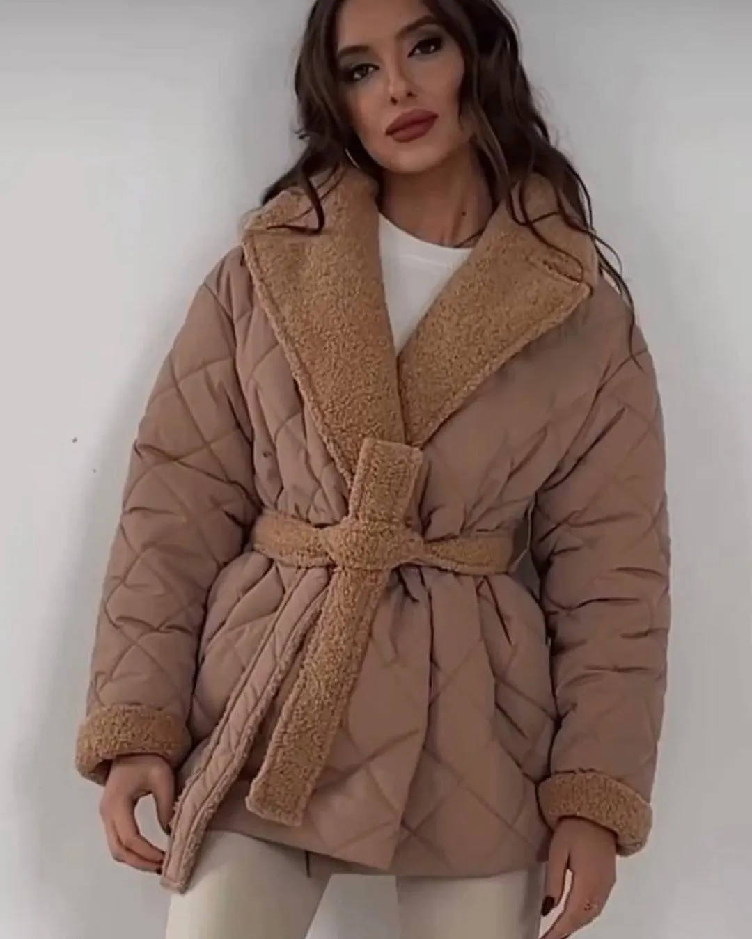 Nigikala Nigikala Collar Short Cotton Suit 2025 Women's Fashion Design Belt Coat Woman