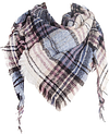 Women's Warm Woollen Scarf Triangle Shawls Winter Scarves Stripe Plaid Scarf