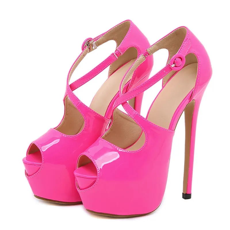 Liyke Pink High Heels Sandals Women 2022 Summer Fashion Open Toe Buckle Strap Platform Stilettos Party Nightclub Stripper Shoes