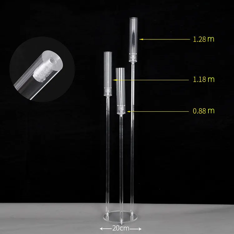 Angela Flower 2pcs/lot Acrylic Crystal Transparent Candle Holder Table Centerpieces Flower Stand A7463