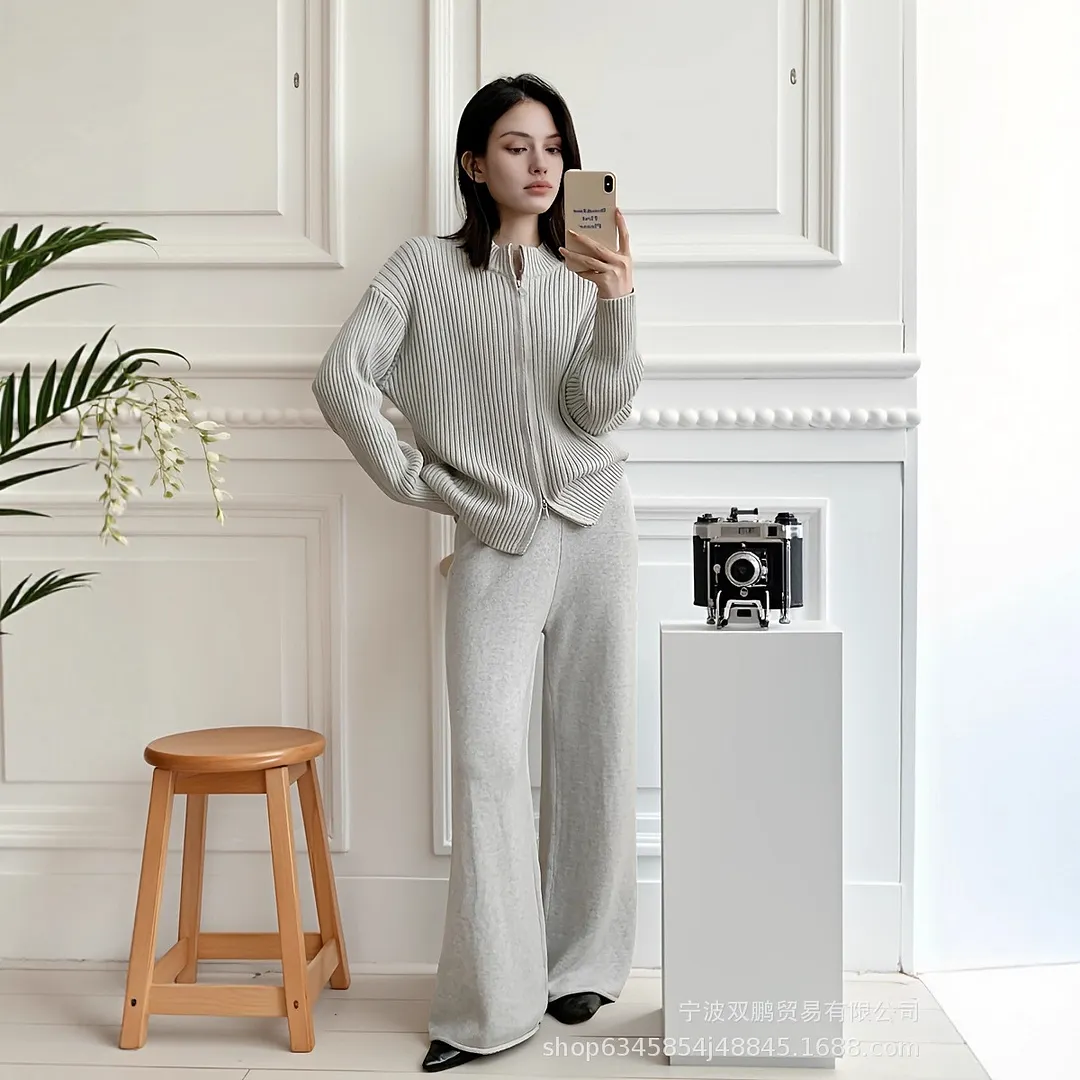 Athvotar Athvotar New Soft Horse Hair V-Neck Hollow Open Shirt Femininity Lazy Wind Buckle Lantern Sleeve Sweater Coat